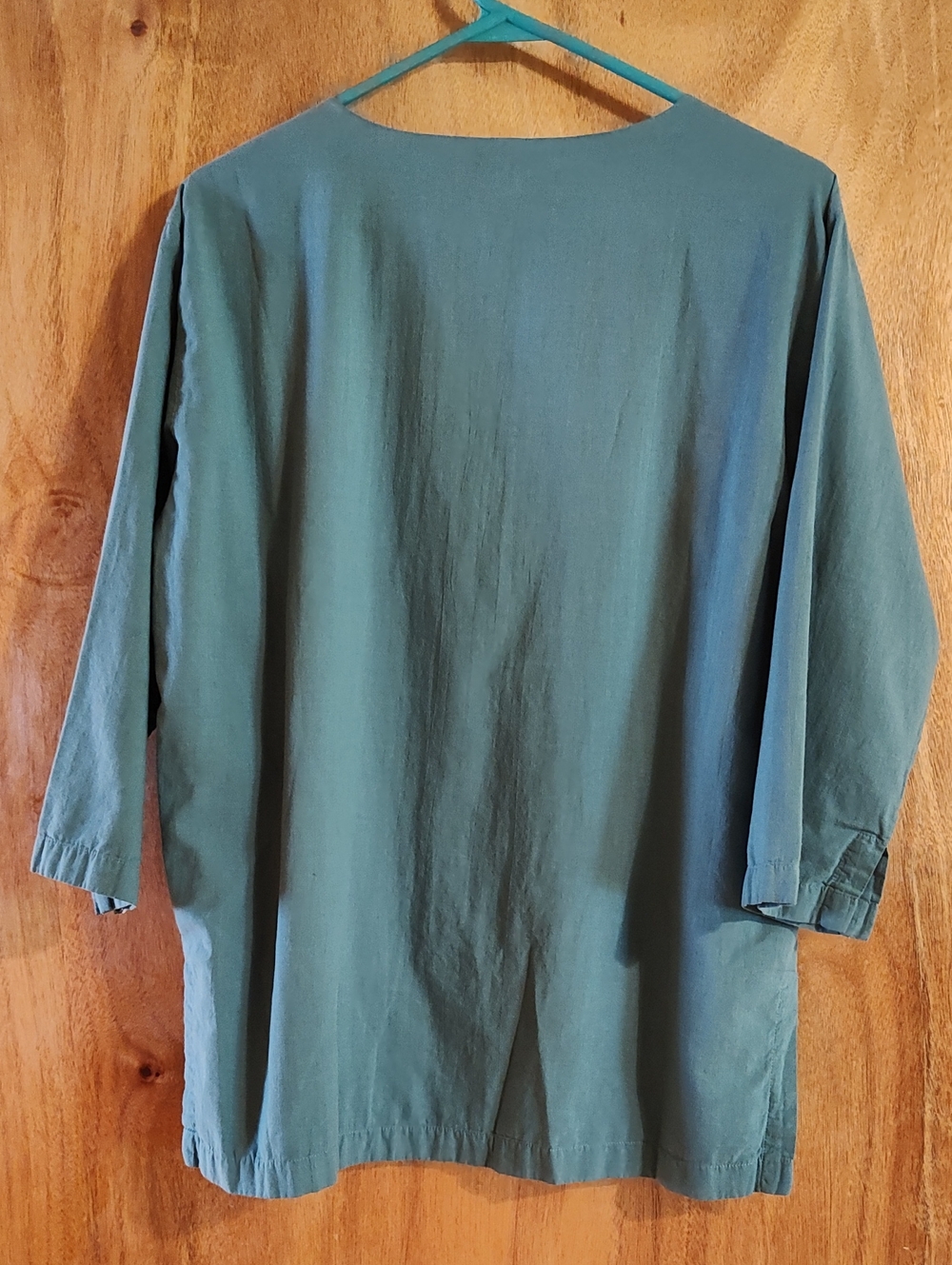 Coyuchi Organic Cotton Split Neck Tunic Twilight Blue Embroidery XL *See Meas. - Picture 9 of 15